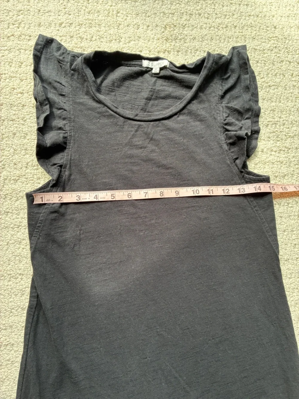 Z Supply Evereve Blakely Black Slub Ruffle Midi Dress Size XS - Picture 8 of 13